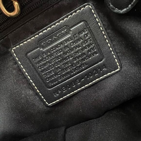 Vintage Coach Bag Y2K Black Leather Gold Hardware Top Handle Handbag Purse - Picture 7 of 11